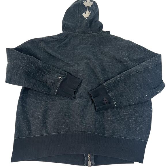 Roots Toronto Hoodie Sweatshirt Womens XL Black Heather Full Zip Fleece Canada - Picture 2 of 16